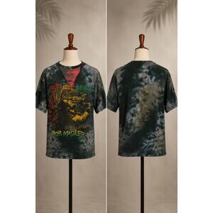 Bob Marley Roots Rock Reggae Tie Dye Tee Custom Neckline Size L 2009